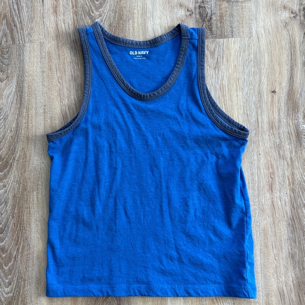 Old Navy Kids Tank Top in Blue with Gray Trim